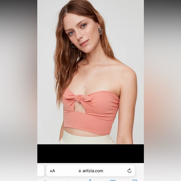 Aritzia white tube top with bow - Picture 2 of 4